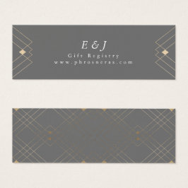 Gold Diamond Gray Geometric Deco Gatsby Wedding Mini Visitekaartjes