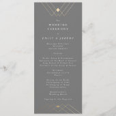 Gold Diamond Gray Geometric Deco Gatsby Wedding Programmakaart (Voorkant)