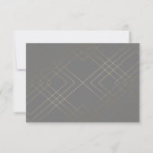 Gold Diamond Gray Geometric Deco Gatsby Wedding RSVP Kaartje (Achterkant)