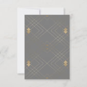 Gold Diamond Gray Geometric Deco Gatsby Wedding RSVP Kaartje (Achterkant)