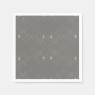 Gold Diamond Gray Geometric Deco Gatsby Wedding Servet
