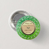 Gold Diamond Green 50th Wedding Jubileum Button (Voorkant /achterkant)