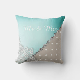 GOLD DIAMOND HEART CUSHION WEDDING Aqua Kussen