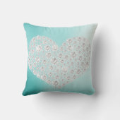 GOLD DIAMOND HEART CUSHION WEDING green Kussen (Achterkant)