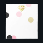 Gold Diamond & Large Pink Confetti Monogram Notitieblok<br><div class="desc">persoonlijke laptop met groot scherm in roze,  zwart en goud. Pas uw monogram aan in een goudkleurige diamant.</div>