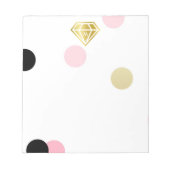Gold Diamond & Large Pink Confetti Monogram Notitieblok (Voorkant)