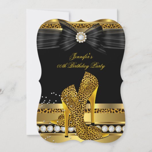 Gold Diamond Leopard op hoog niveau - Birthday Par Kaart (Voorkant)