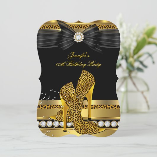 Gold Diamond Leopard op hoog niveau - Birthday Par Kaart (Staand voorkant)