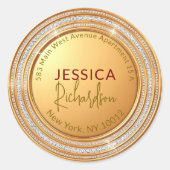 Gold Diamond Lijst Ronde Retour Adres Label (Voorkant)