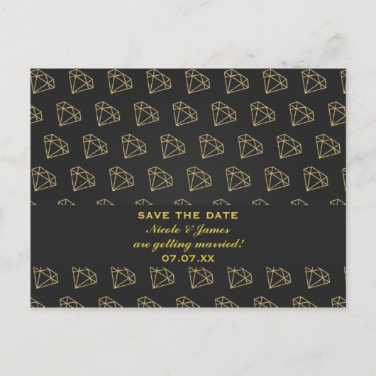 Gold Diamond Modern Bachelorette Save the Date Aankondigingskaart (Voorkant)