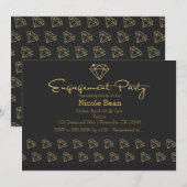 Gold Diamond Modern Design Engagement Party Kaart (Voorkant / Achterkant)