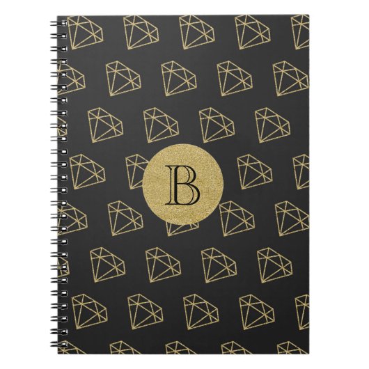 Gold Diamond Modern Glamor Bling Notitieboek Journ (Voorkant)