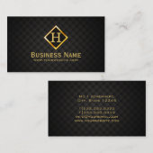 Gold Diamond Monogram Etiket Donker Visitekaartje (Voorkant / Achterkant)