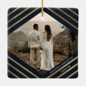 Gold Diamond Navy 2 Foto gehuwd met pretkerst Keramisch Ornament (Achterkant)