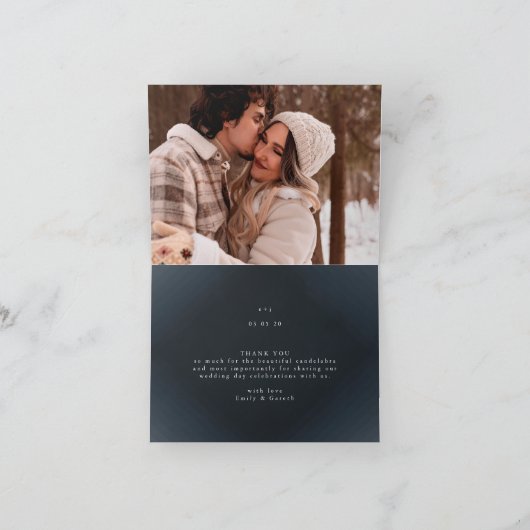 Gold Diamond Navy Geometric Deco Gatsby Wedding Bedankkaart (Binnen)