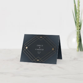 Gold Diamond Navy Geometric Deco Gatsby Wedding Bedankkaart