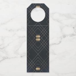 Gold Diamond Navy Geometric Deco Gatsby Wedding Flessenhanger