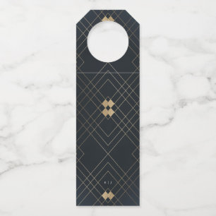 Gold Diamond Navy Geometric Deco Gatsby Wedding Flessenhanger