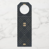 Gold Diamond Navy Geometric Deco Gatsby Wedding Flessenhanger (Achterkant)