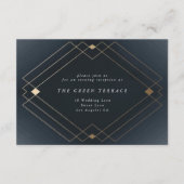 Gold Diamond Navy Geometric Deco Gatsby Wedding Informatiekaartje (Voorkant)