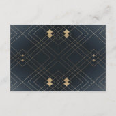 Gold Diamond Navy Geometric Deco Gatsby Wedding Informatiekaartje (Achterkant)