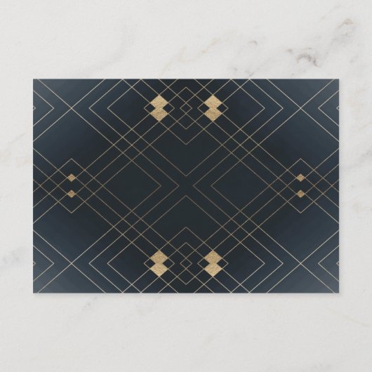 Gold Diamond Navy Geometric Deco Gatsby Wedding Informatiekaartje (Achterkant)