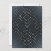 Gold Diamond Navy Geometric Deco Gatsby Wedding Kaart (Achterkant)