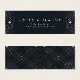 Gold Diamond Navy Geometric Deco Gatsby Wedding Mini Visitekaartjes