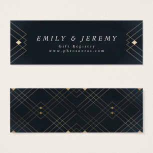 Gold Diamond Navy Geometric Deco Gatsby Wedding Mini Visitekaartjes