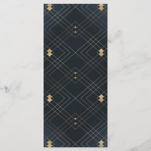 Gold Diamond Navy Geometric Deco Gatsby Wedding Programmakaart (Achterkant)