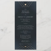 Gold Diamond Navy Geometric Deco Gatsby Wedding Programmakaart (Voorkant)
