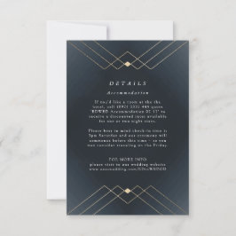 Gold Diamond Navy Geometric Deco Gatsby Wedding RSVP Kaartje