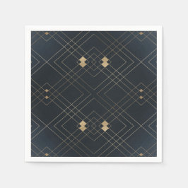Gold Diamond Navy Geometric Deco Gatsby Wedding Servet
