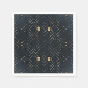 Gold Diamond Navy Geometric Deco Gatsby Wedding Servet