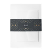 Gold Diamond Navy Geometric Deco Gatsby Wedding Uitnodigingen Wikkel (Voorkant Voorbeeld)