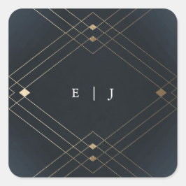 Gold Diamond Navy Geometric Deco Gatsby Wedding Vierkante Sticker