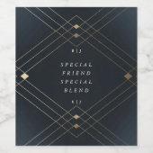 Gold Diamond Navy Geometric Deco Gatsby Wedding Wijn Etiket (Enkel label)