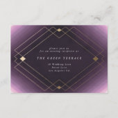 Gold Diamond Paars Geometric Deco Gatsby Wedding Informatiekaartje (Voorkant)