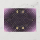 Gold Diamond Paars Geometric Deco Gatsby Wedding Informatiekaartje (Achterkant)