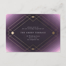 Gold Diamond Paars Geometric Deco Gatsby Wedding Informatiekaartje