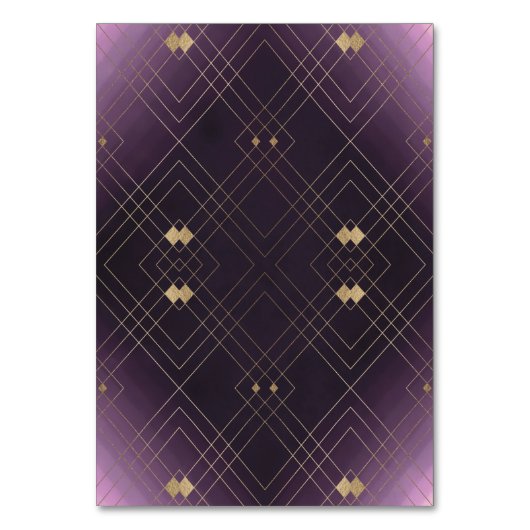 Gold Diamond Paars Geometric Deco Gatsby Wedding Kaart (Achterkant)