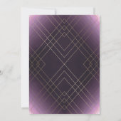 Gold Diamond Paars Geometric Deco Gatsby Wedding Kaart (Achterkant)