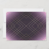 Gold Diamond Paars Geometric Deco Gatsby Wedding Kaart (Achterkant)