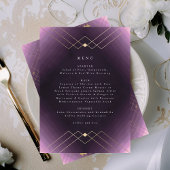 Gold Diamond Paars Geometric Deco Gatsby Wedding Menu