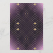 Gold Diamond Paars Geometric Deco Gatsby Wedding Menu (Achterkant)