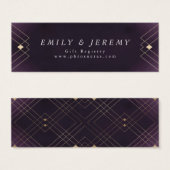 Gold Diamond Paars Geometric Deco Gatsby Wedding Mini Visitekaartjes (Voorkant /achterkant)
