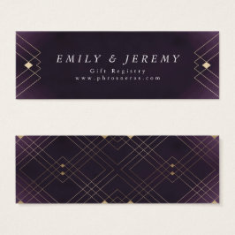 Gold Diamond Paars Geometric Deco Gatsby Wedding Mini Visitekaartjes