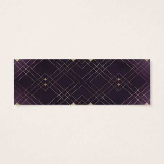 Gold Diamond Paars Geometric Deco Gatsby Wedding Mini Visitekaartjes (Achterkant)