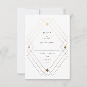 Gold Diamond Paars Geometric Deco Gatsby Wedding RSVP Kaartje (Voorkant)
