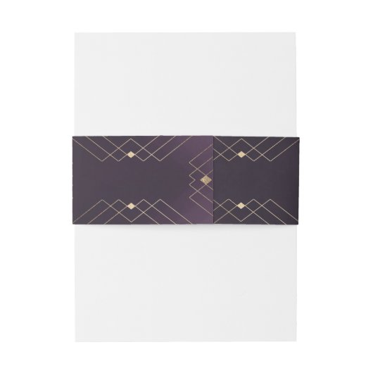Gold Diamond Paars Geometric Deco Gatsby Wedding Uitnodigingen Wikkel (Achterkant Voorbeeld)